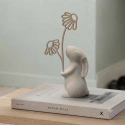 Bunny Flower - Decorazione Coniglio Primavera e Rinascita | Legno Betulla